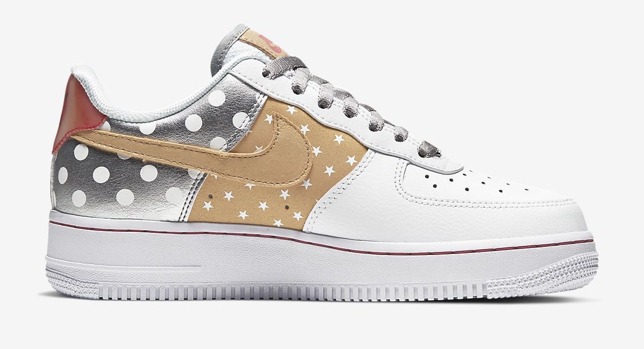 Nike Air Force 1 White Metallic Silver side