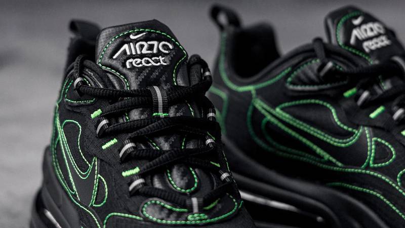 Mens Size 11 Nike Air Max 270 React Black Electric Green Running Shoe  CQ6549-001