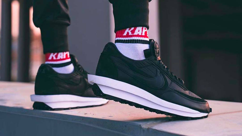 Image via kickwhoshow sacai x Nike LDWaffle "Nylon Black"