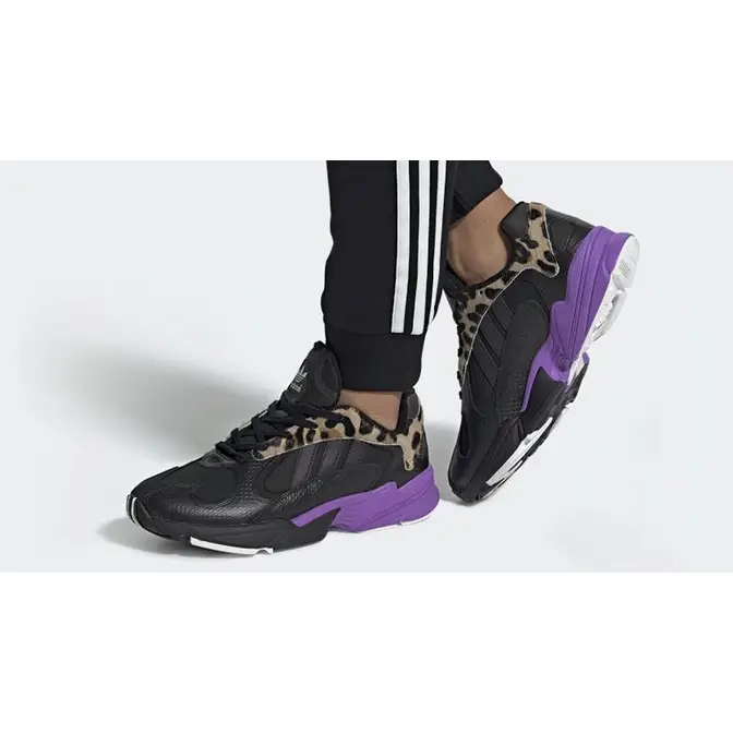 adidas Yung 1 Black Purple FV6447 on foot