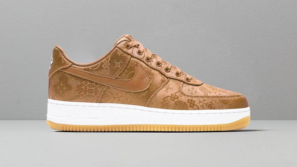Image via sneakerjamz CLOT x Nike Air Force 1 "Rose Gold Silk"