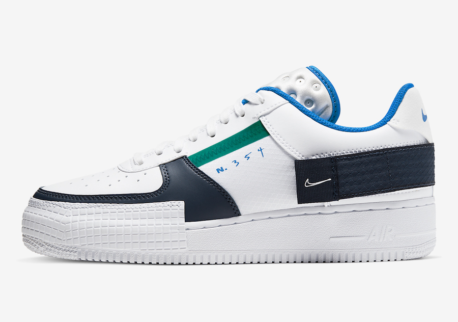 Nike Air Force 1 Type White Blue side