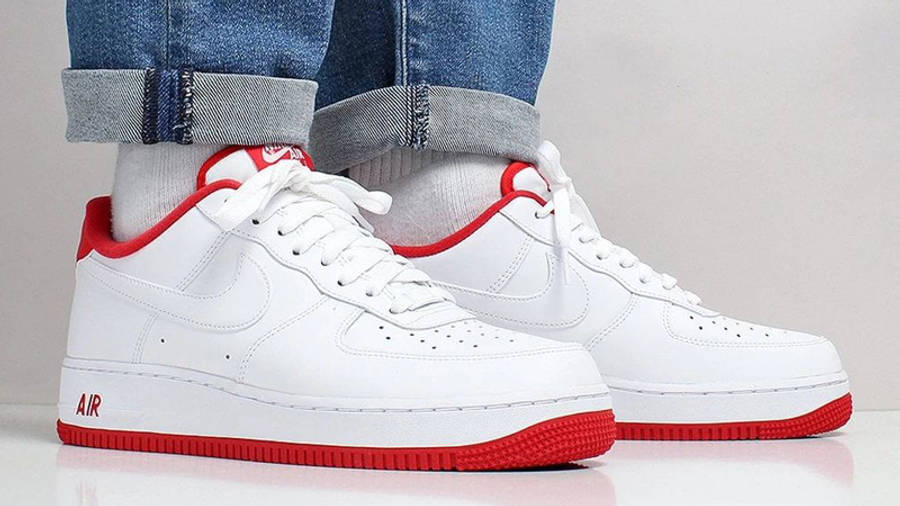 Nike Air Force 1 White Red On Foot