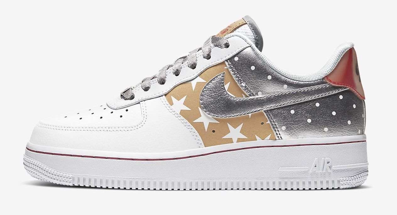 Nike Air force 1 metallic silver beige
