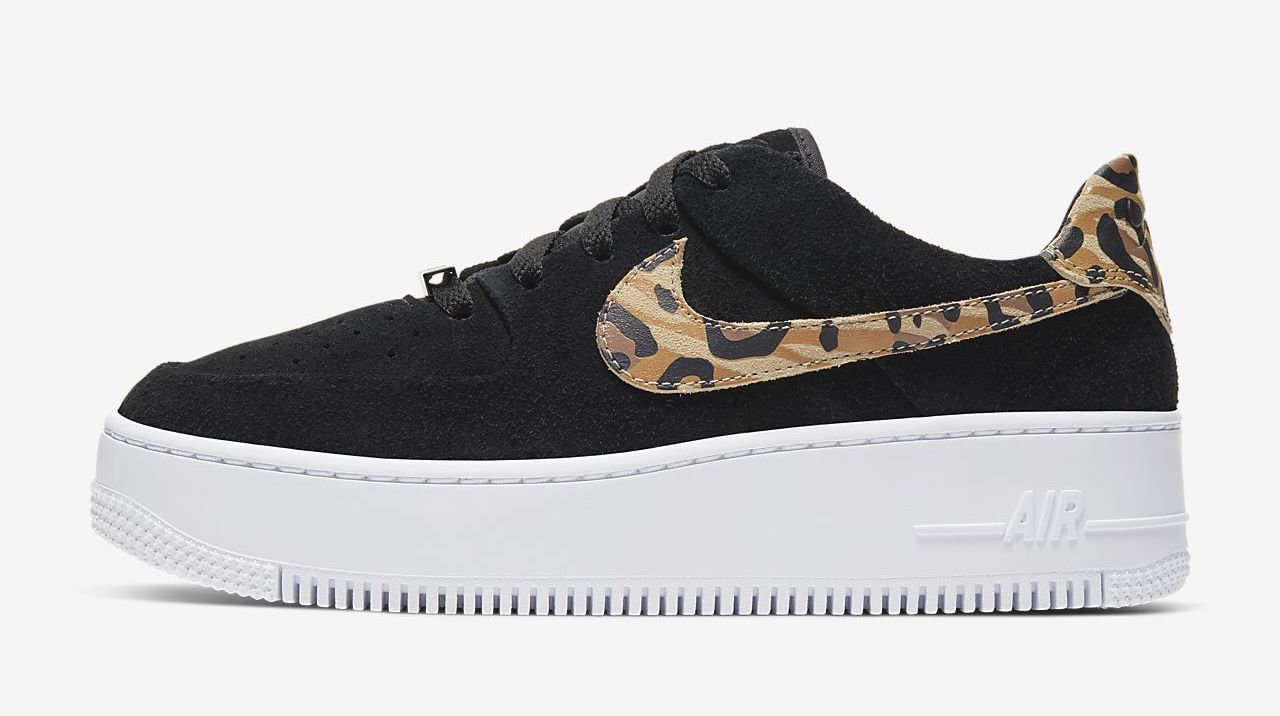 Nike Air force 1 sage leopard print black