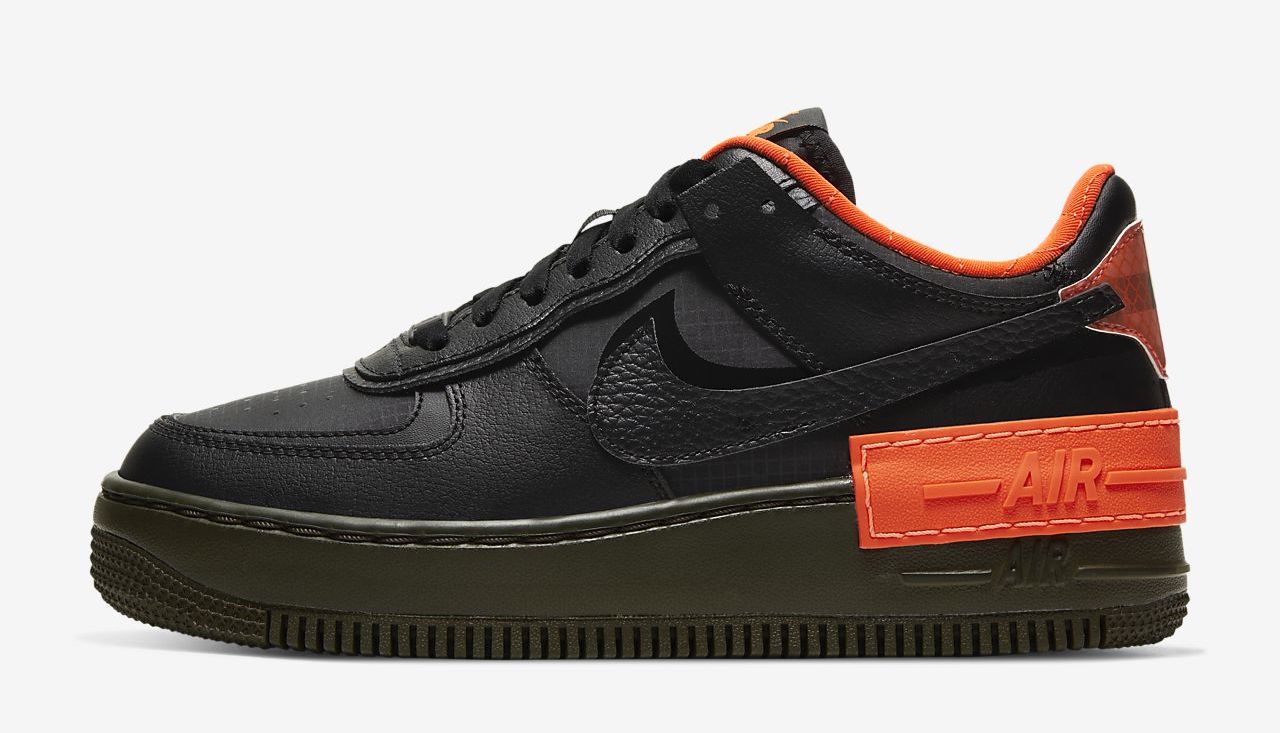 Nike Air force 1 shadow black orange