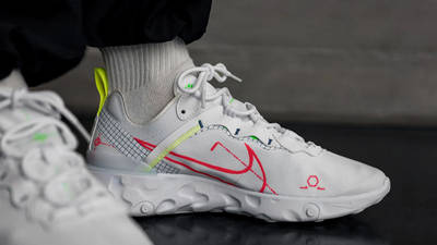 Nike React Element 55 White Crimson On Feet Side