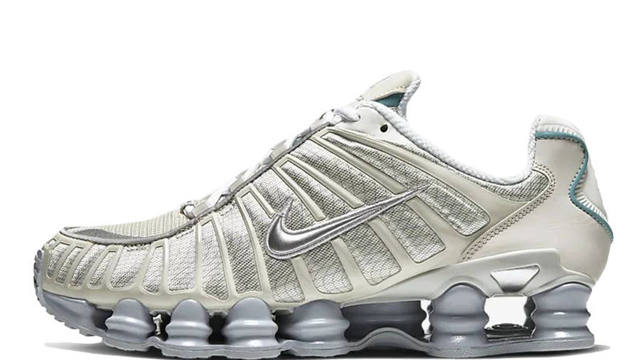 grey and white nike shox