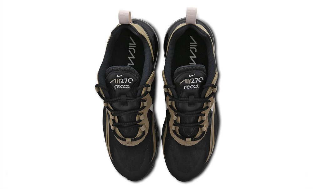 Nike air max 270 react black gold close up