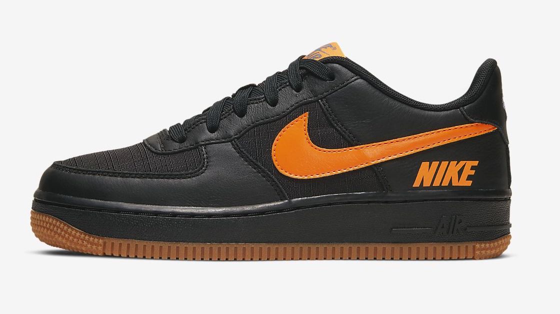nike air force 1. lv8 black orange