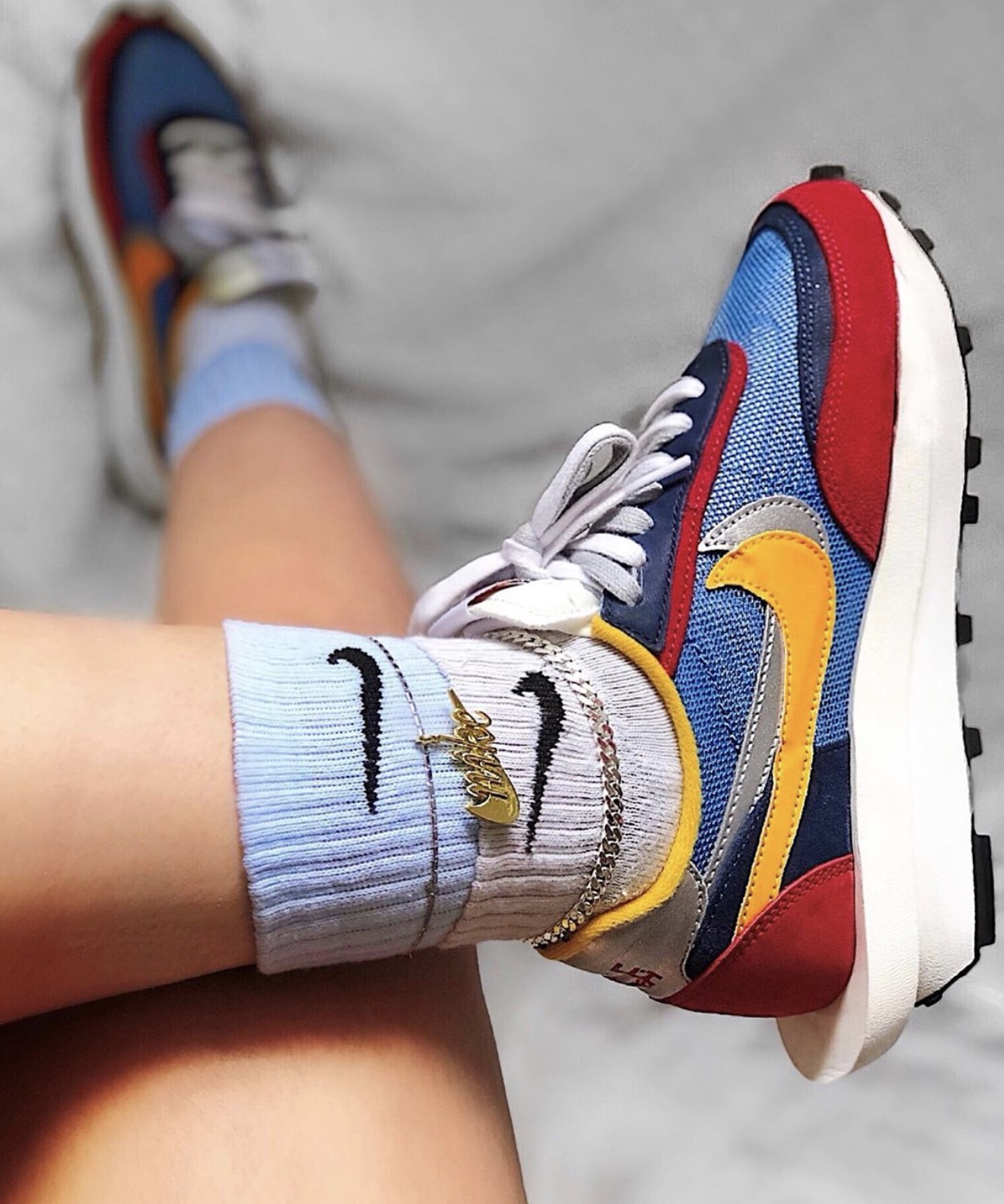 sacai x Nike LDWaffle Racer Red Blue