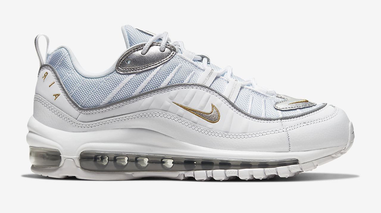 Air MAx 98 Se White Metallic Gold Silver