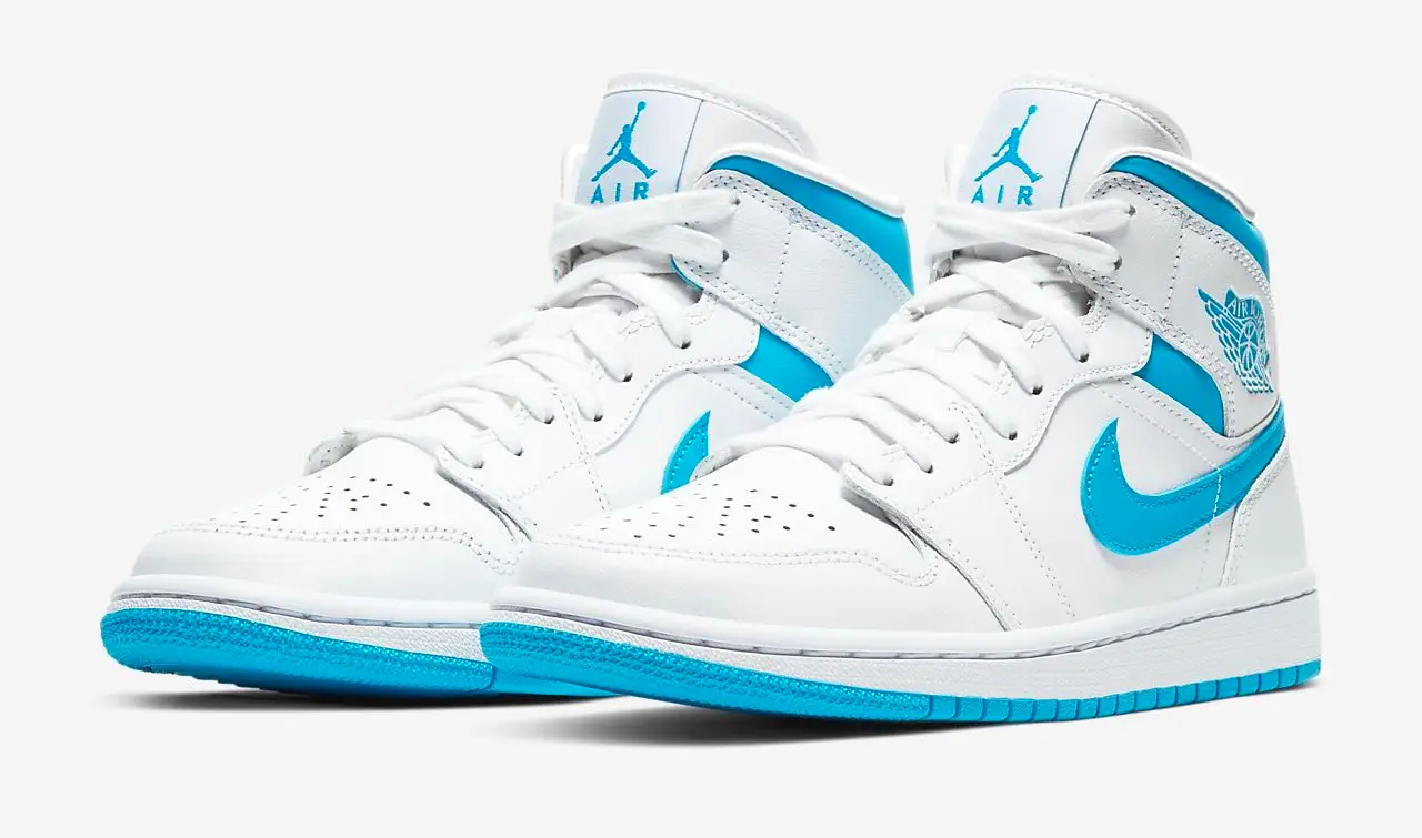 Air jordan 1 mid unc white powder outlet blue