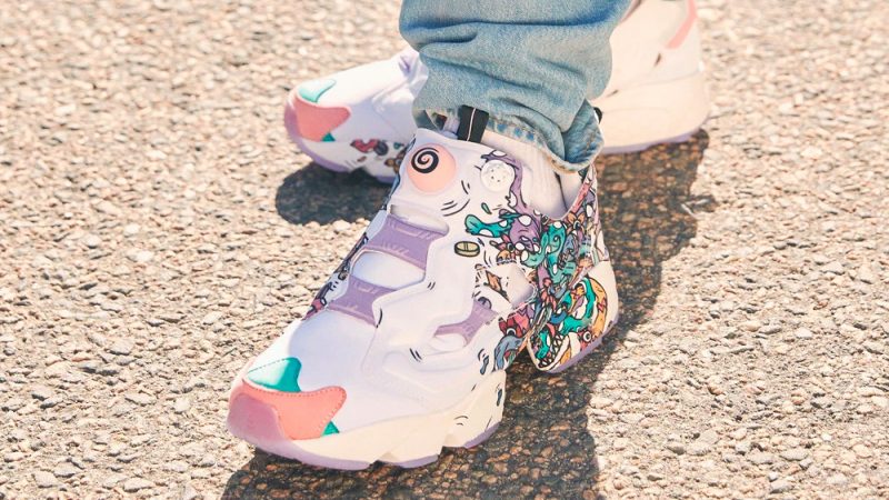 Distortedd x Reebok Instapump Fury White Multi FU7743 on foot