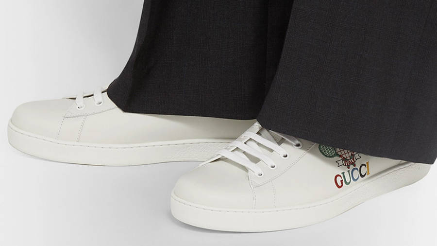 GUCCI New Ace Logo White on foot