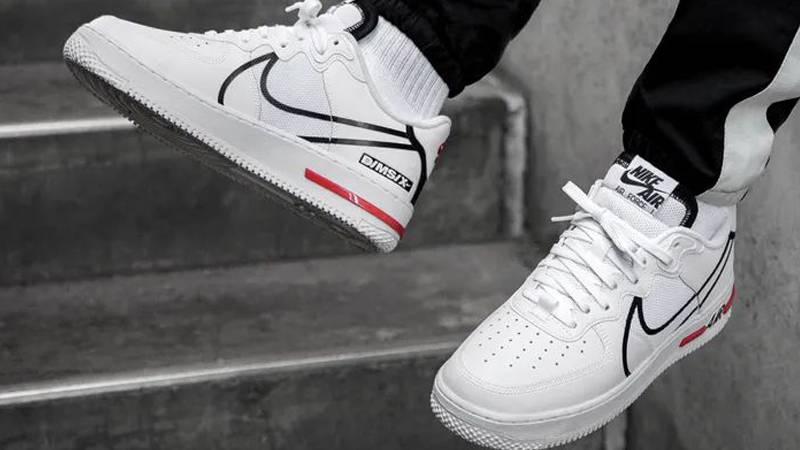 air force 1 react trainers white black university red