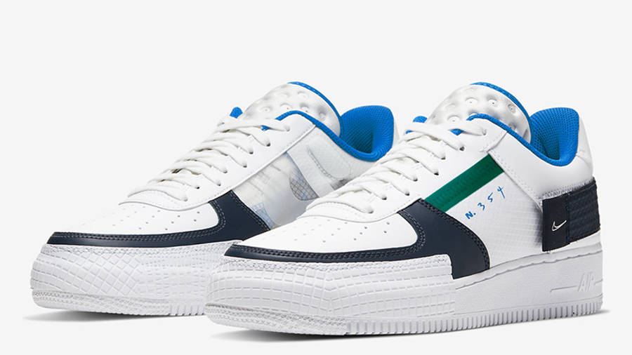Nike Air Force 1 Type White Blue CQ2344-100 front