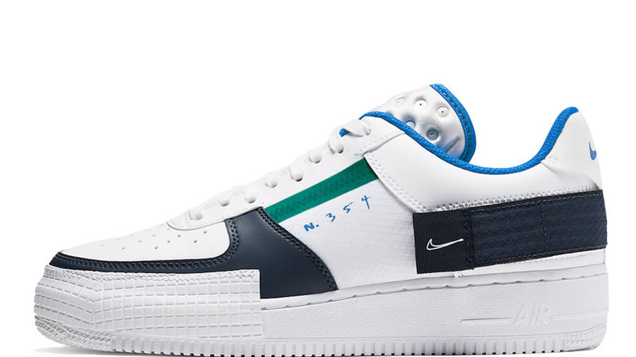 nike air force 1 type white blue