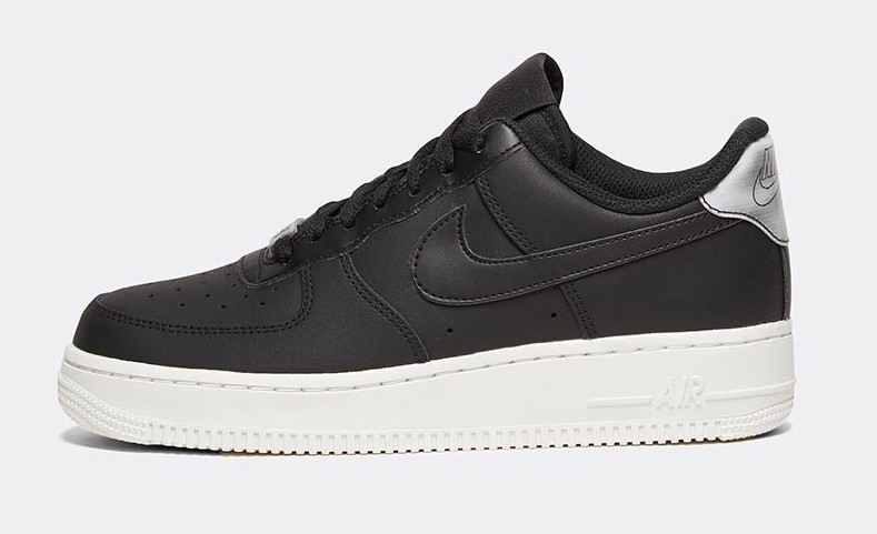 Nike Air Force 1 black metallic silver
