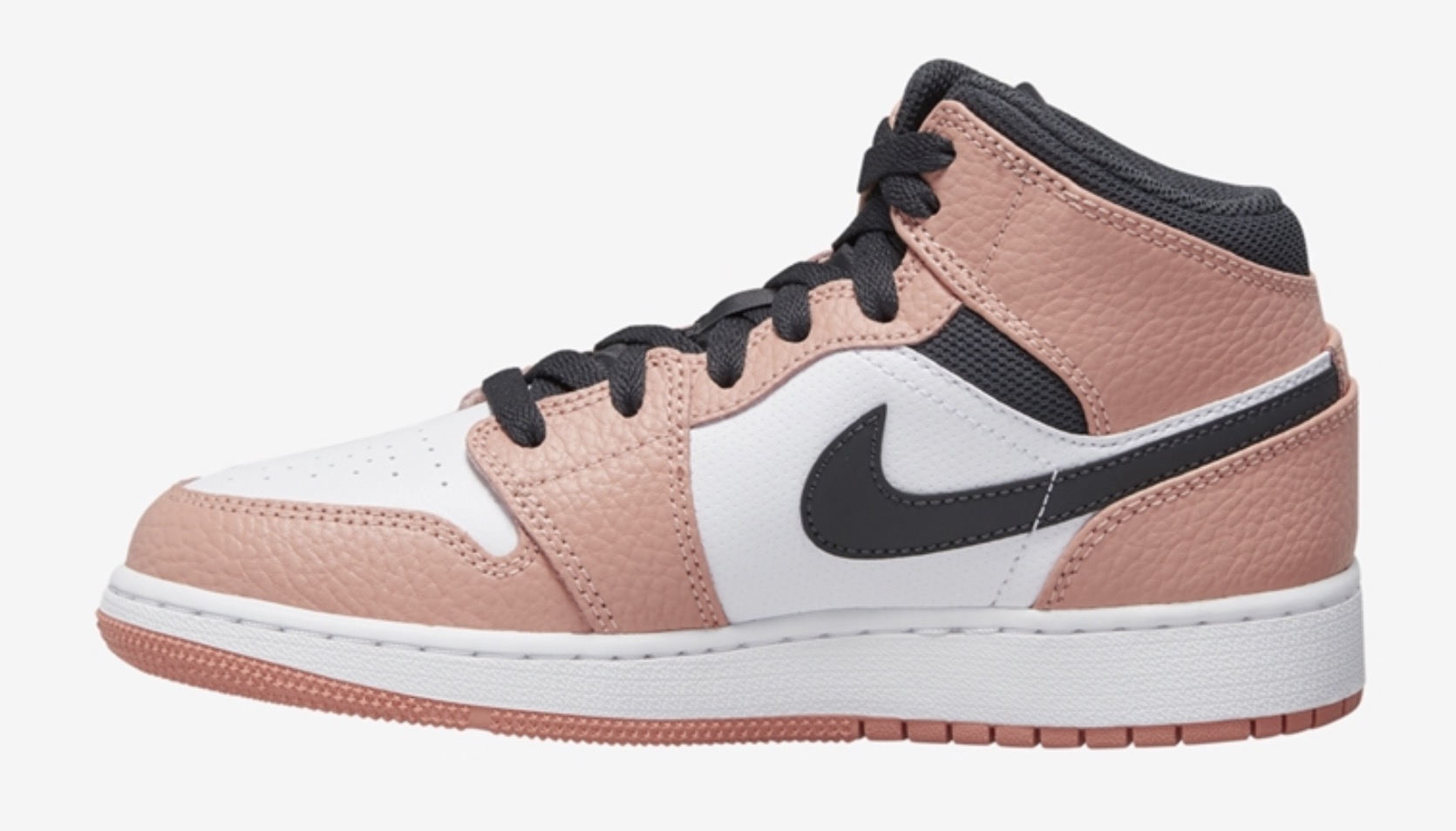 Nike Air Jordan 1 Mid Pink Quartz : DK Smoke Gray : White
