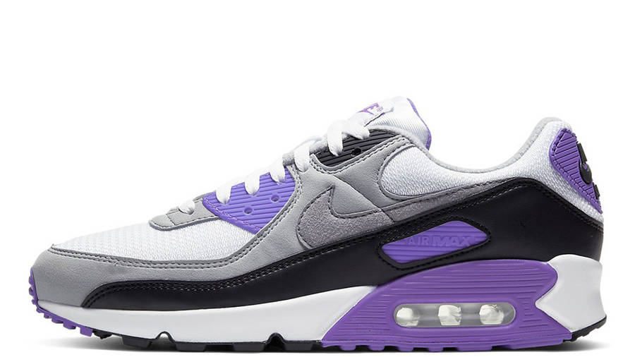 white and purple air max 90