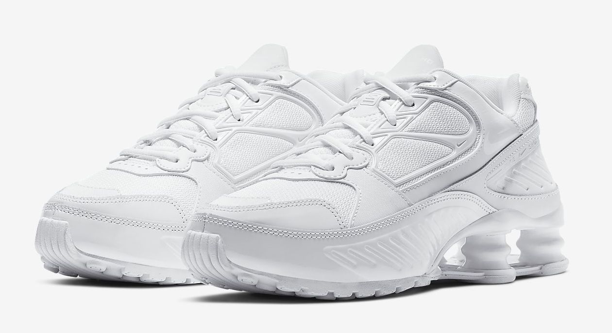 solid white nike shox