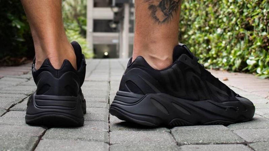 yeezy 700 triple black on feet