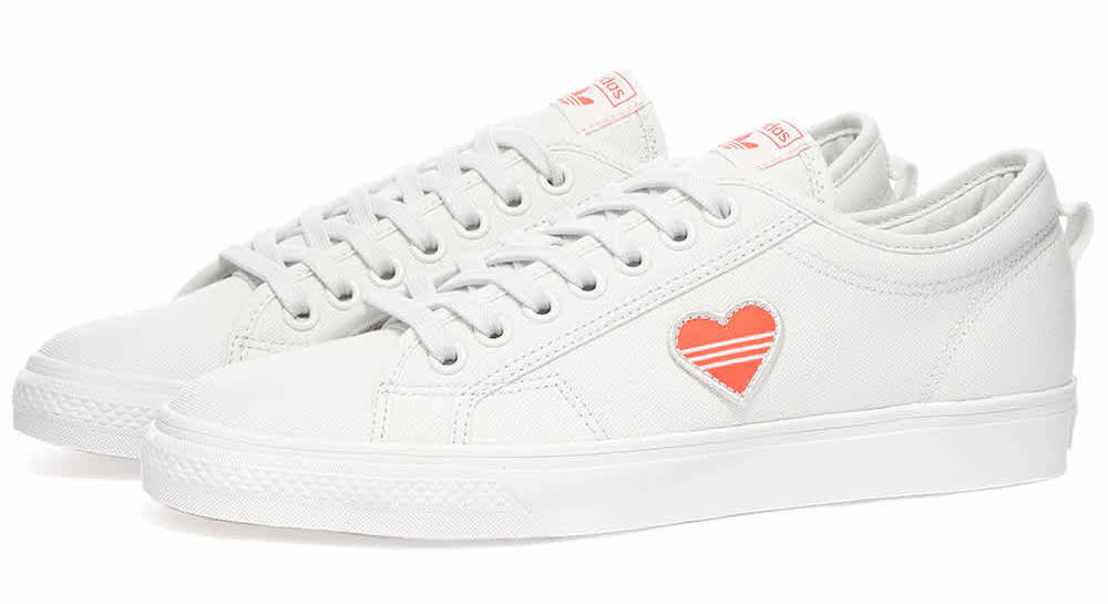 adidas white red heart side