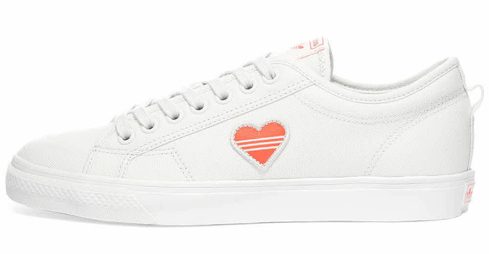 adidas white red heart side