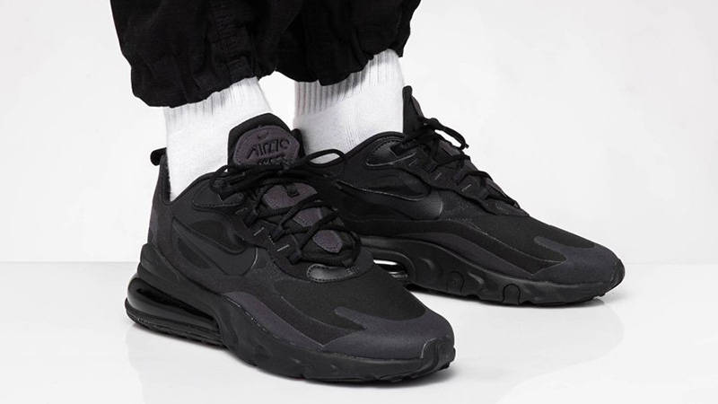 nike air max 270 react trainers in triple black