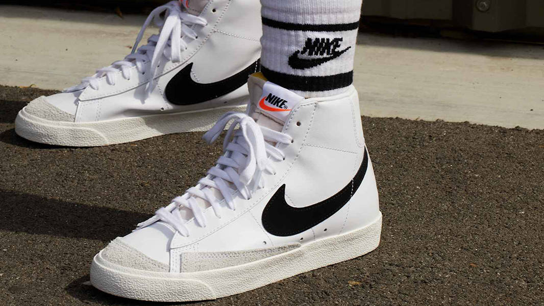 Nike Blazer Mid 77 White Black CZ1055-100 on feet