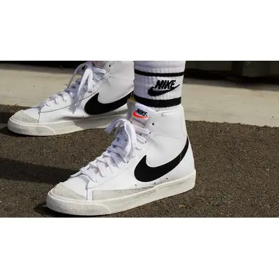 Nike Blazer Mid 77 White Black CZ1055-100 on feet