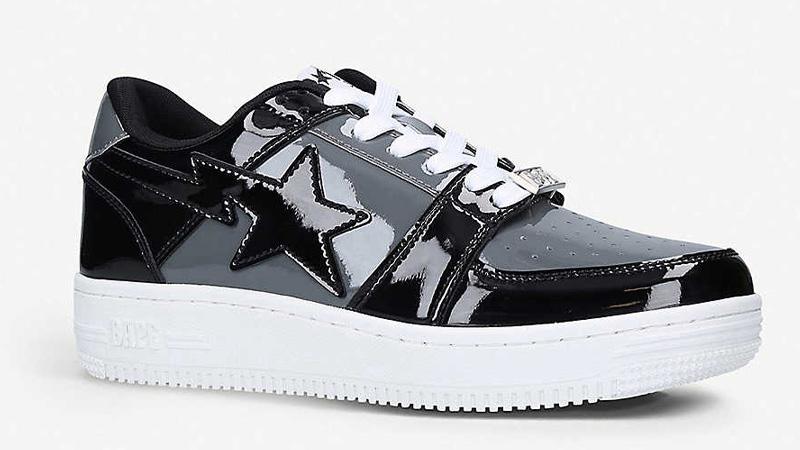 A BATHING APE Patent Low Top Black Grey Front