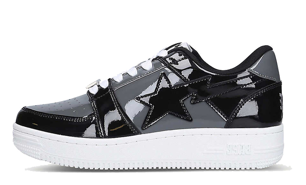 A BATHING APE Patent Low Top Black Grey