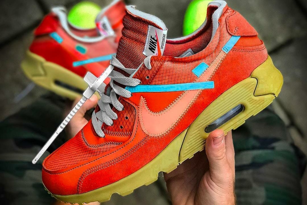 off white nike air max 90 university red release date