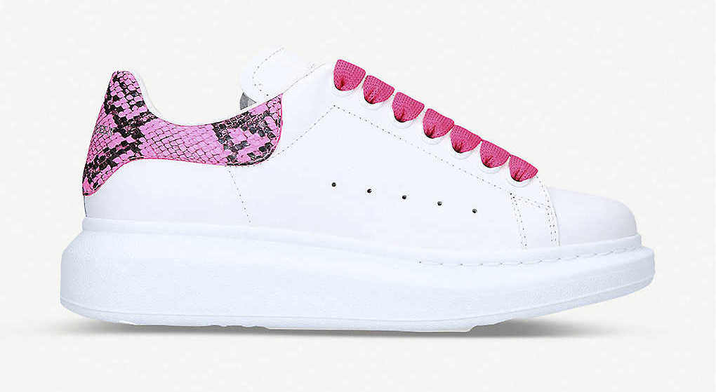 Alexander McQueen Runway Platform White Pink Snakeskin