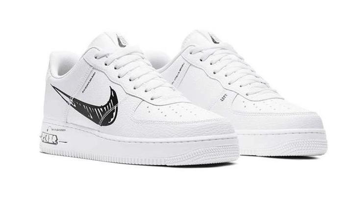 Nike Air Force 1 White Sketch Swoosh