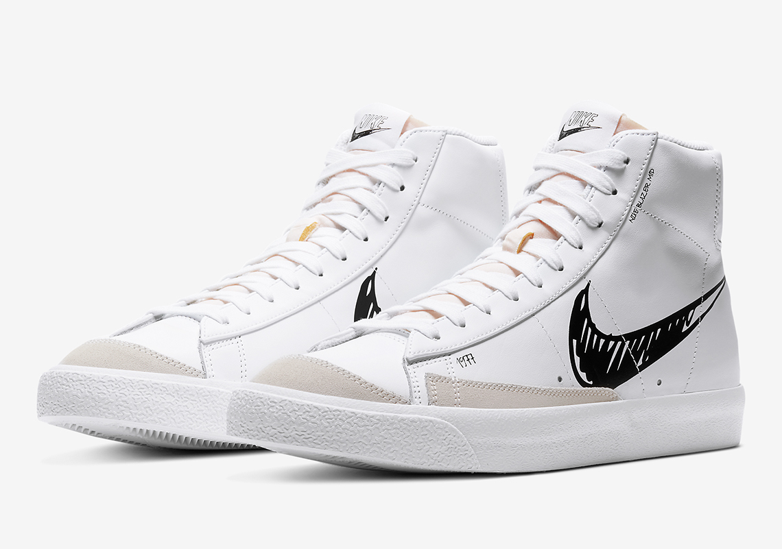 Nike-Blazer-Mid-White-Black-Scribble front