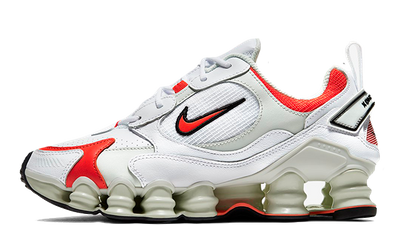 white red nike shox