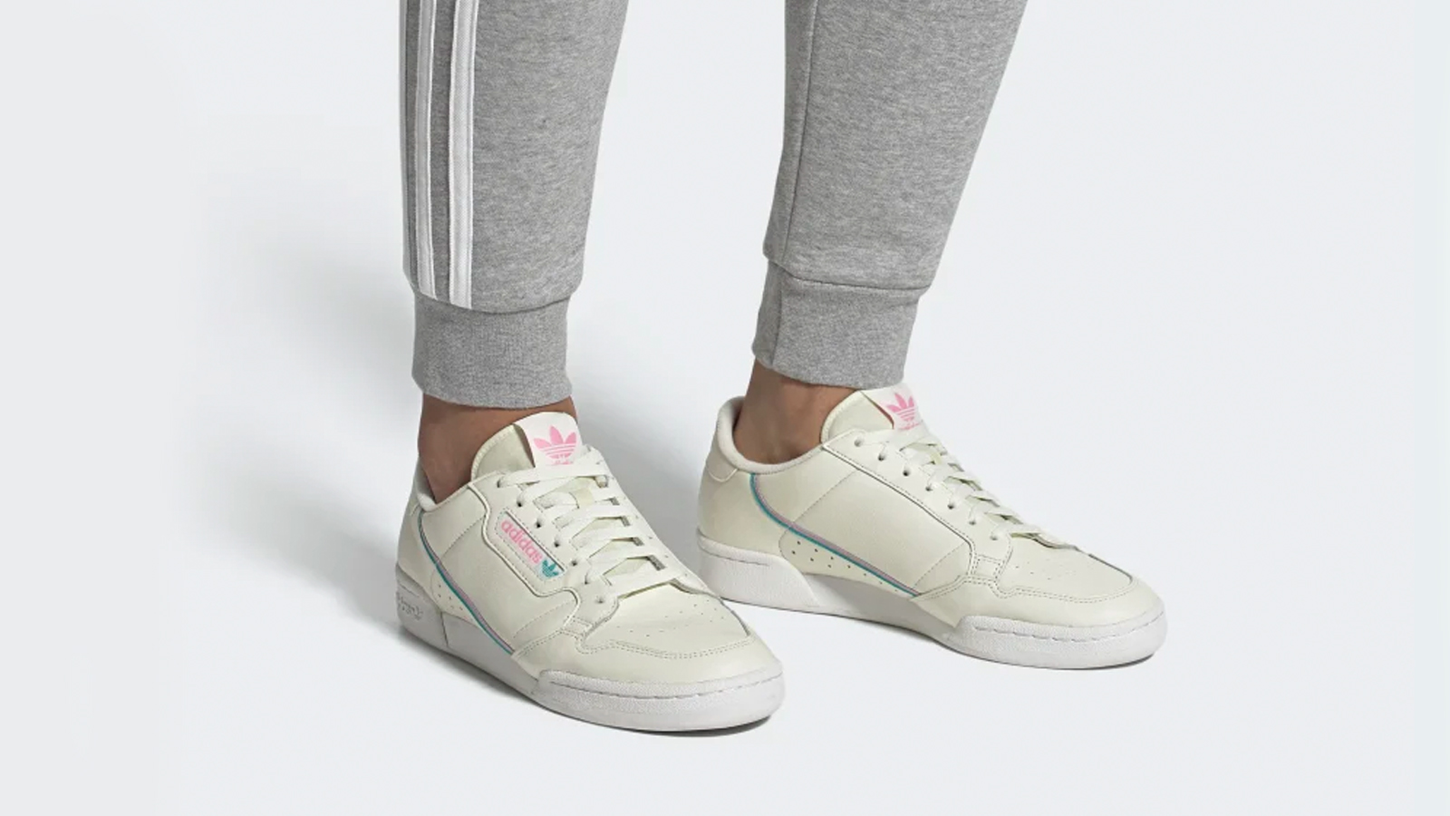 adidas continental 80 cream pink green