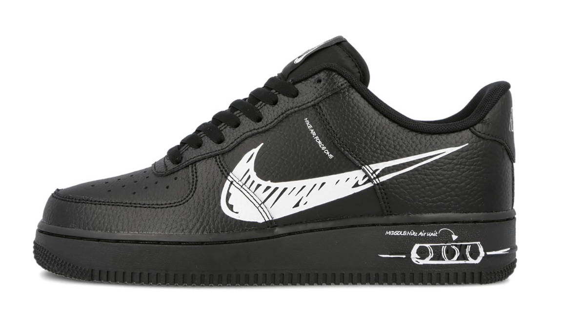 nike air force 1 sketch triple black