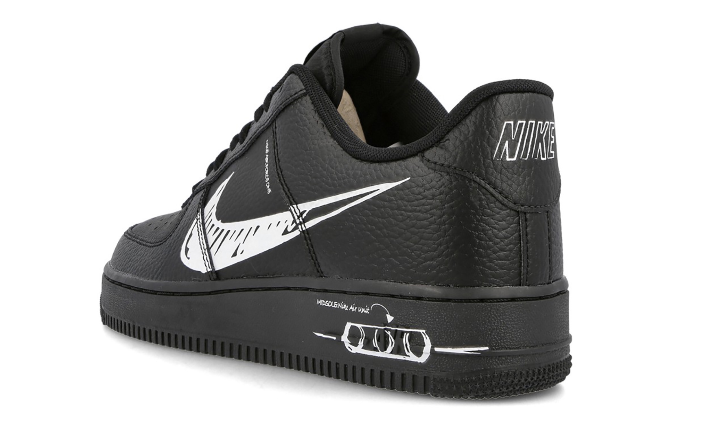 A Closer Look At The Upcoming Nike Air Force 1 'Sketch Swoosh' In Black
