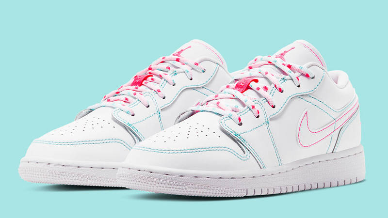 Teal and hot sale pink jordans