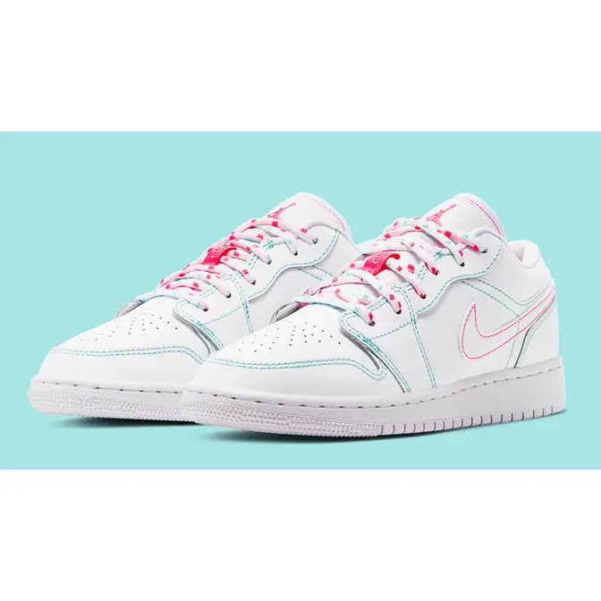 Pink green and white jordans hotsell