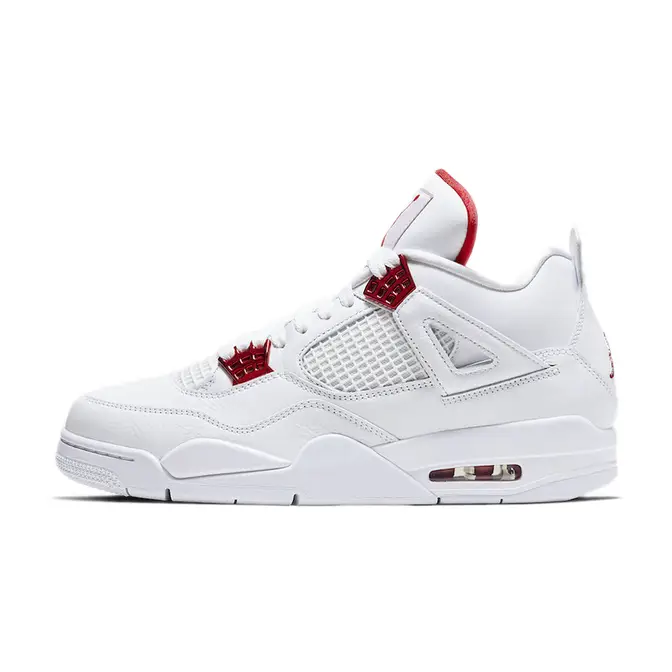 all white jordan 4 with red