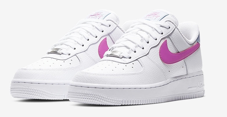 Nike Air Force 1 White Pink Silver front
