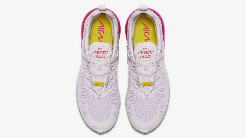 QuickSchopes 054 - Nike Air Max 270 React Geometric Art Bright Violet/Dynamic  Yellow Schopes Review 