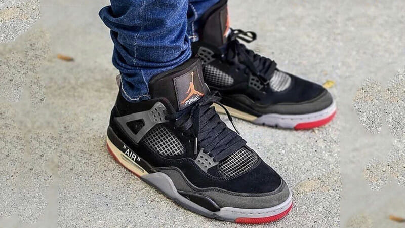 jordan 4 retro bred on feet