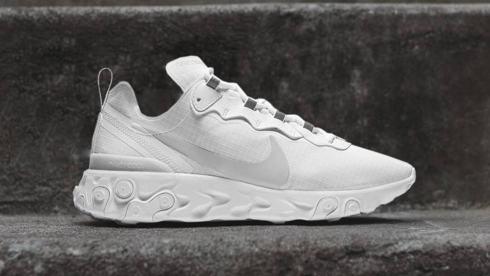 You Can Cop the Triple-White Nike React Element 55 in the Foot Locker UK Sale! RE55
