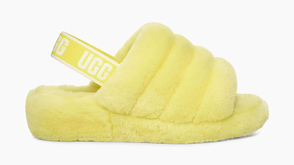 _0011_UGG Fluff Yeah Logo Slide Neon Yellow